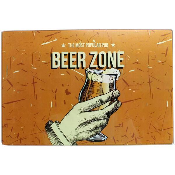 Tabua Retangular Beer Zone Em Vidro L30xp20cm