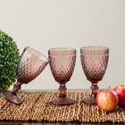 Taça Água 17x9x9cm 330ml Vidro Rosa 6 Peças