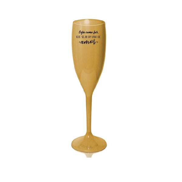 Taça Champagne Dourada Personalizada Seja Como For..