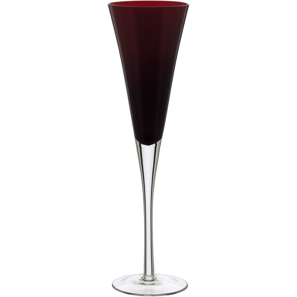 Taça Champanhe 28x8x8cm 230ml Vidro Vermelho 6pç Pé Transpare