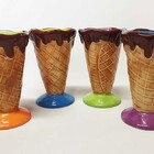 Taça De Porcelana Casquinha Para Sorvete Kit C/ 4 Pçs Pote De