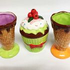 Taça De Porcelana Casquinha Para Sorvete - Kit Com 2 Pçs + Po