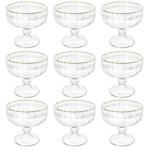 Taça De Sobremesa Em Cristal Imperial Fio De Ouro 200ml 9 Peç