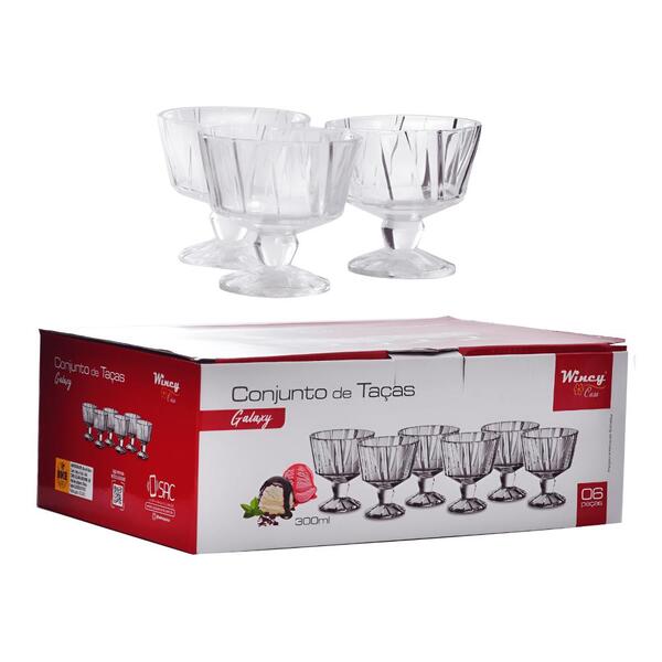 Taça De Sobremesa Sorvete Conjunto Galaxy Vidro 300ml 6pcs