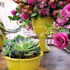 Taça Decorativa Cerâmica Veneza - Amarela Gretante 33cm