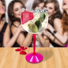 Taça Gin Acrílico Bicolor Com Haste Rosa 550ml