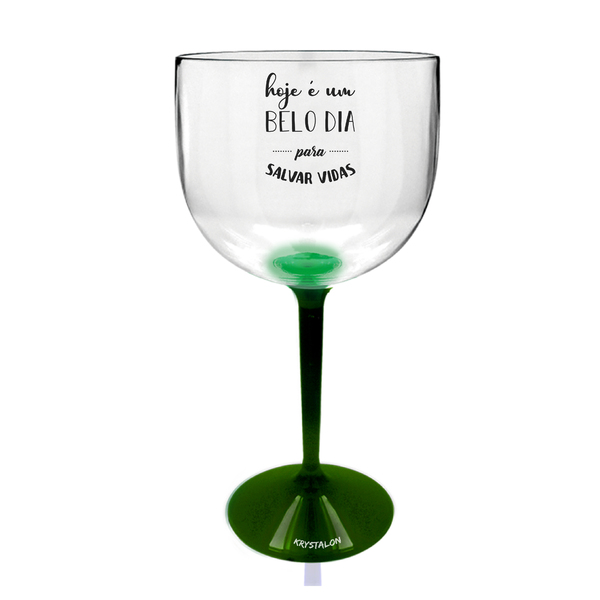 Taça Gin Com Base Verde Acrílico Personalizada Enfermagem