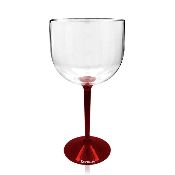 Taça Gin Krystalon Transparente Com Base Vermelha Acrílico Ps