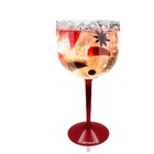 Taça Gin Krystalon Transparente Com Base Vermelha Acrílico Ps