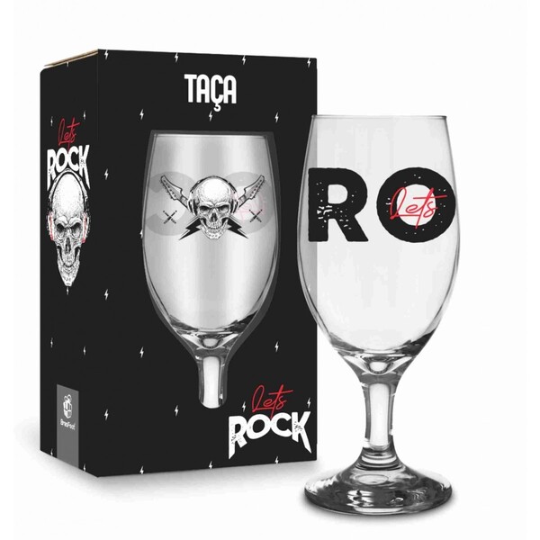 Taça Windsor 330ml - Caveira Lets Rock Presente Brasfoot