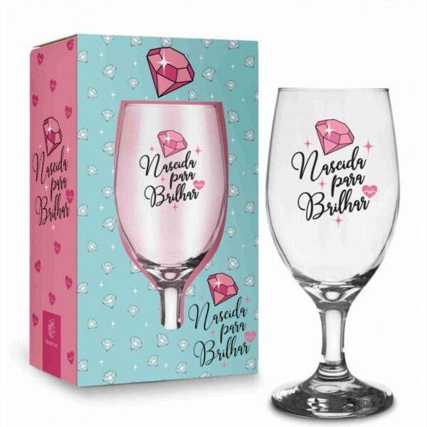 Taça Windsor 330ml - Nascida Para Brilhar Presente Brasfoot