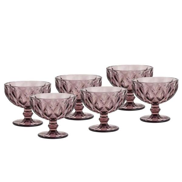 Taças De Sobremesa Em Vidro 6pçs Diamond Lilás - Lyor 6510