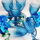 Taças De Vidro 300ml 6 Peças - Bico De Abacaxi Azul Tcvi056