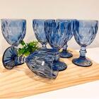Taças De Vidro 325ml 6 Peças Diamond Azul - Lyor 6502