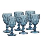 Taças De Vidro 325ml 6 Peças Diamond Azul - Lyor 6502