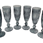 Taças De Vidro Bisotada - Coloridas - Kit Com 6 Peças - Cinza