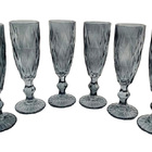 Taças De Vidro Bisotada - Coloridas - Kit Com 6 Peças - Cinza