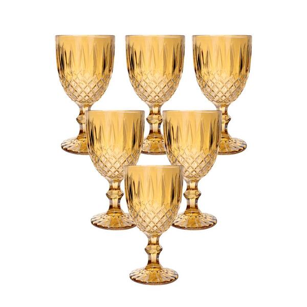 Taças Em Vidro Barroco Âmbar Espelhada 350ml - Casambiente