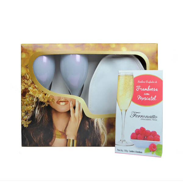 Taças P/ Vinho E Cooler Branco Bombons Trufados De Framboesa