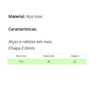 Tacho Aço Inox Beira Alta Chapa 2mm Fritura Cozinha 70.5cm