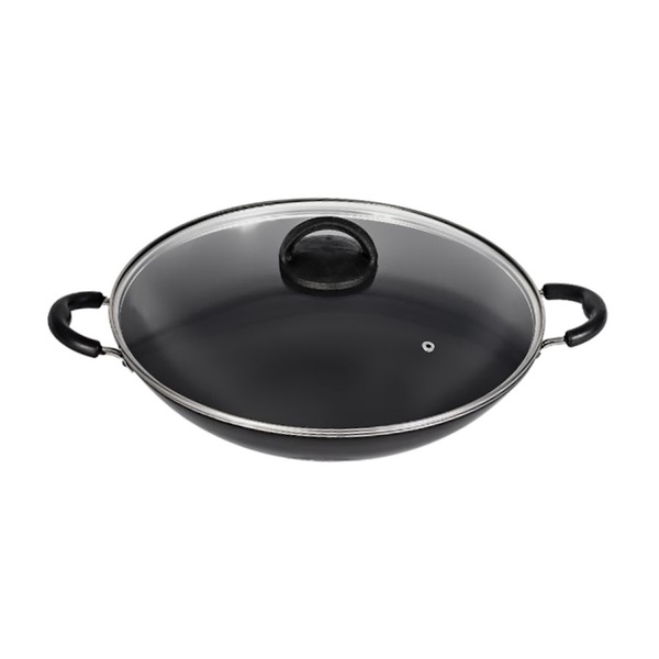 Tacho Chinês Panela Wok Alumínio Antiaderente Tampa 32cm2 5l