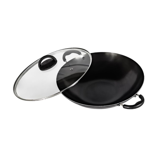 Tacho Chinês Panela Wok Alumínio Antiaderente Tampa 32cm2 5l