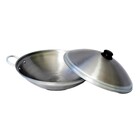 Tacho Chinês Panela Wok Funda Aço Inox Com Tampa 38cm 4l