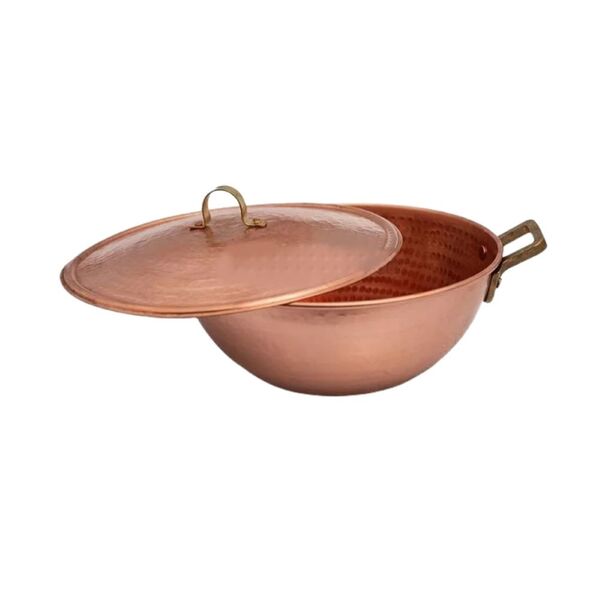 Tacho Cobre Puro Pra Doce Chapa Grossa Alça E Tampa 1l 16cm