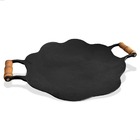 Tacho Disco De Arado Em Ferro Fundido, 48cm, Alças De Madeira