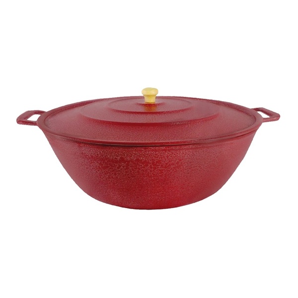 Tacho Restaurante Alça De Alumínio Fundido Craqueado Vermelho