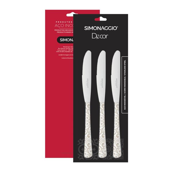Talher Facas De Aço Inox Simonaggio Toronto Decor Arabesco Pa