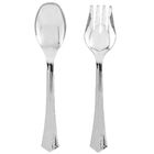 Talheres De Serviço Descartáveis Garfo E Colher Prata Dt007