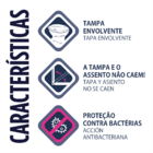 Tampa Assento Sanitário Almofadado Quadrado Preto Atlas