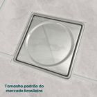 Tampa Cega E Caixilho Porta Grelha 15x15 Aço Inox Kit Banheir