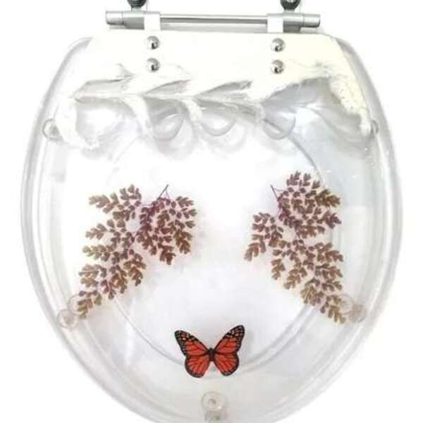 Tampa De Vaso Acrilico Decorada Branca Para Todas As Louças