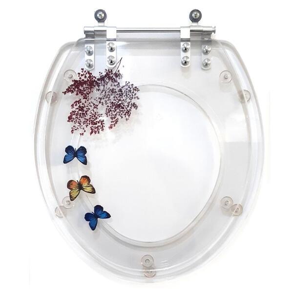 Tampa De Vaso Acrilico Decorada Convencional Com Borboletas
