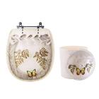 Tampa De Vaso Aspen E Lixeira Decoradas Bege Claro