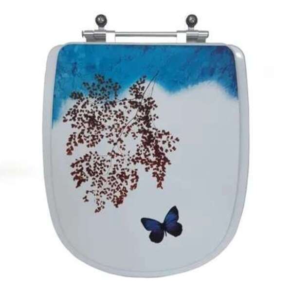 Tampa De Vaso Decorada Borboleta Branco P/ Sabatini Da Icasa