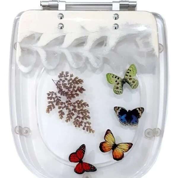 Tampa De Vaso Decorada Borboletas Sabatini Bege Vaso Icasa