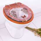 Tampa De Vaso Decorada Marrom Com Borboleta Vermelha