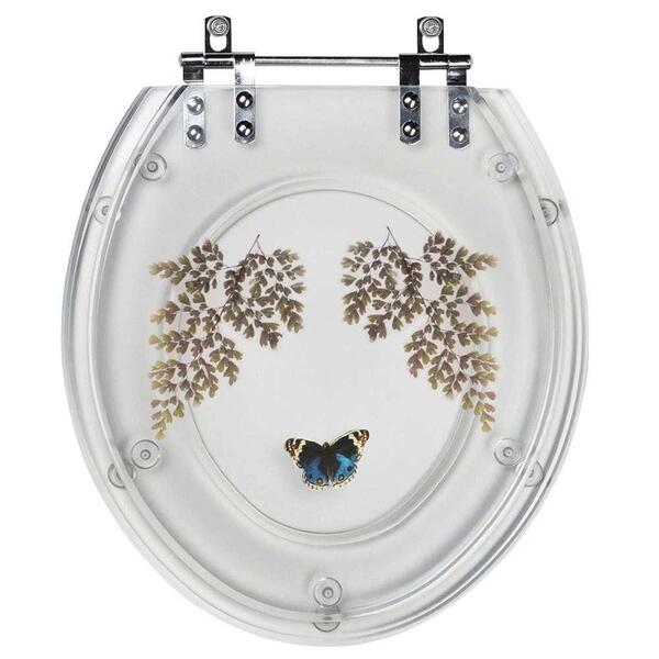 Tampa De Vaso Oval Transparente Avenca Borboleta Acrilico