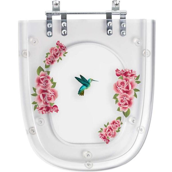 Tampa De Vaso Poliéster Decorada Beija Flor Stylus Transparen