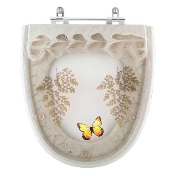 Tampa De Vaso Poliéster Decorada Borboleta Aloha Bege Para Lo