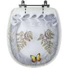 Tampa De Vaso Poliéster Decorada Borboleta Aspen Bege Para Lo