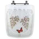 Tampa De Vaso Poliéster Decorada Borboleta Boss Branco Para L