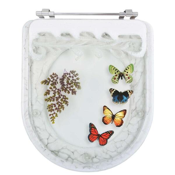 Tampa De Vaso Poliéster Decorada Borboleta Calypso Branco Par