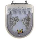Tampa De Vaso Poliéster Decorada Borboleta Carrara Amêndoa Pa