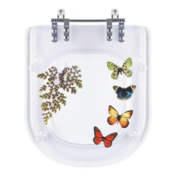 Tampa De Vaso Poliéster Decorada Borboleta Elite Transparente