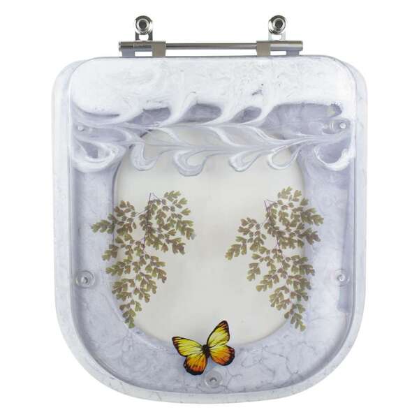 Tampa De Vaso Poliéster Decorada Borboleta Gap Branco Para Lo