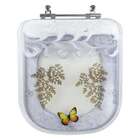 Tampa De Vaso Poliéster Decorada Borboleta Gap Branco Para Lo